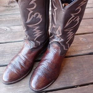 Larry Mahan LM3805 Brown Bullhide Leather Western Cowboy Boots Mens Sz.10D . a4p